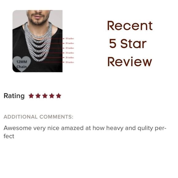 NEW 28” Men’s Solid 925 Sterling Silver Cuban Chain - Picture 5 of 7